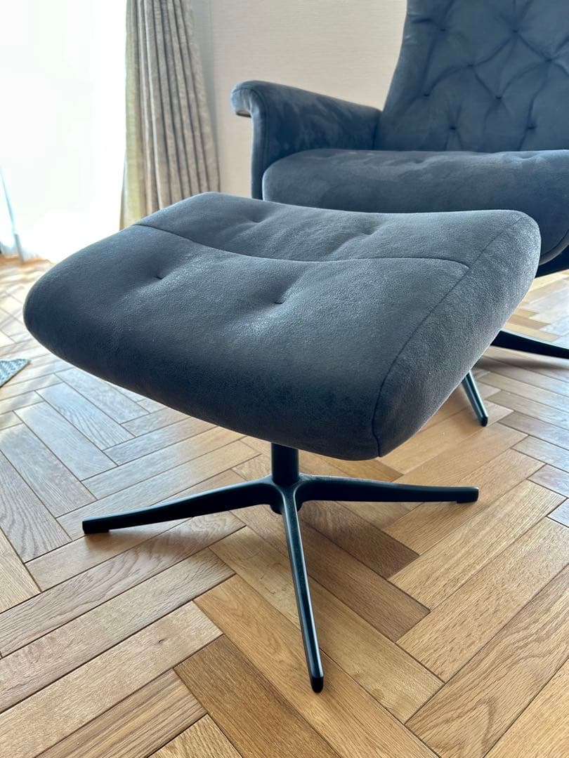 レザーテックス素材 リクライニング 回転 パーソナルチェア・オットマン【交渉可】