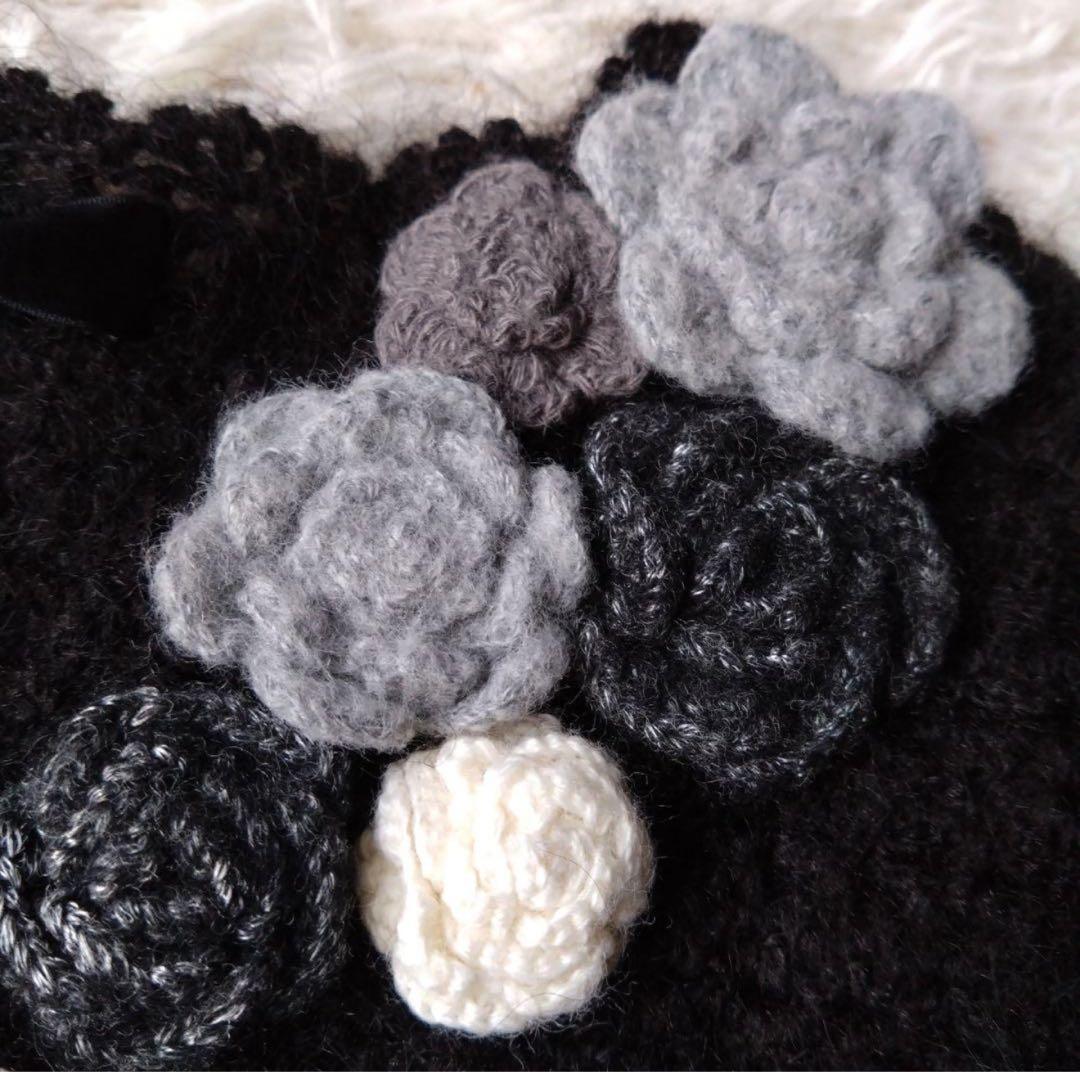 美品　PINK HOUSE モヘア混　花モチーフ 長袖カーディガン