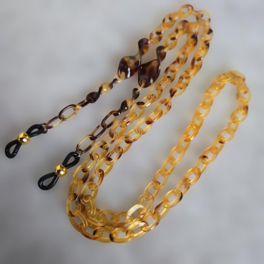 鼈甲　メガネ　チェーン　本鼈甲　⑥　べっ甲　着物　工芸品　大人のメガネチェーン