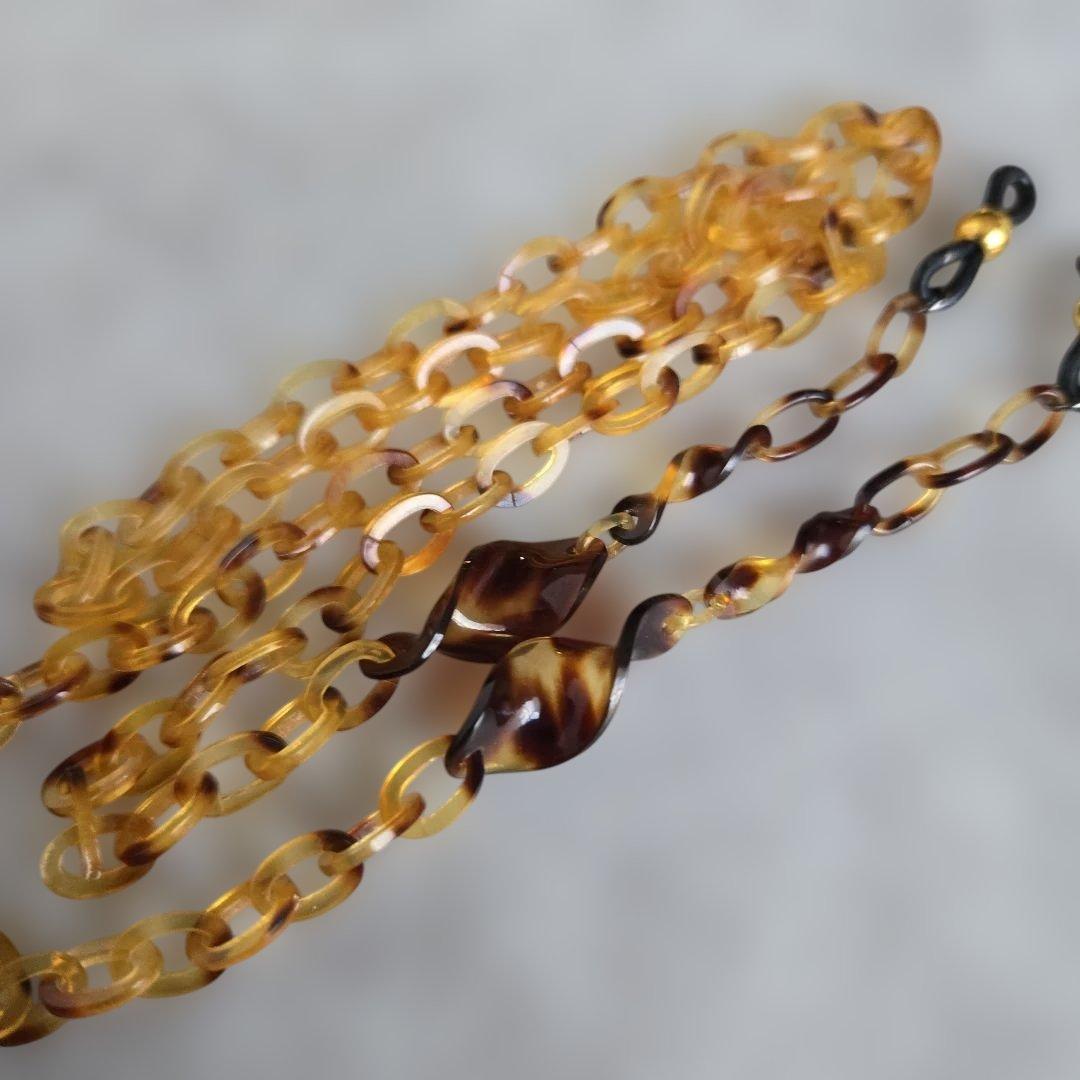 鼈甲　メガネ　チェーン　本鼈甲　⑥　べっ甲　着物　工芸品　大人のメガネチェーン