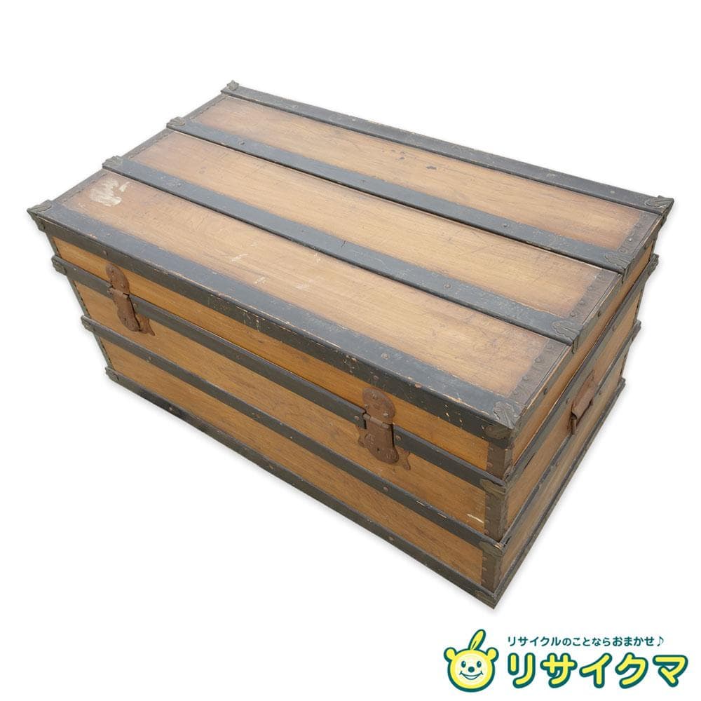 【中古】K▼木箱 宝箱 船舶 トランクケース 古道具 収納 (38706)