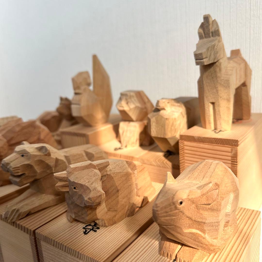 レア！伊勢神宮 木彫り 十二支 干支置物セット 12体 木箱付き