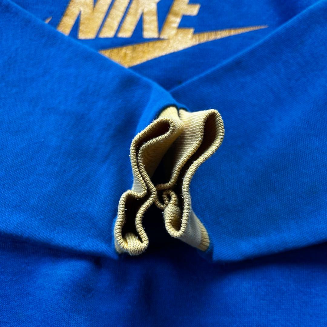 70s NIKE ナイキ ツートンスウェット USA製 XL ブルー×イエロー