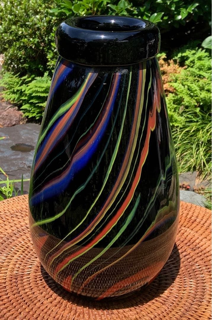 1980'S ミッソーニ ムラーノ製 ガラス ストライプ デザイン 花瓶