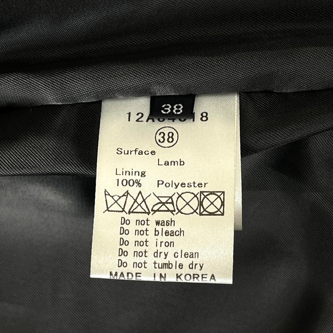 LE CIEL BLEU ラムレザー ジャケット 38 ノーカラー フリル 本革