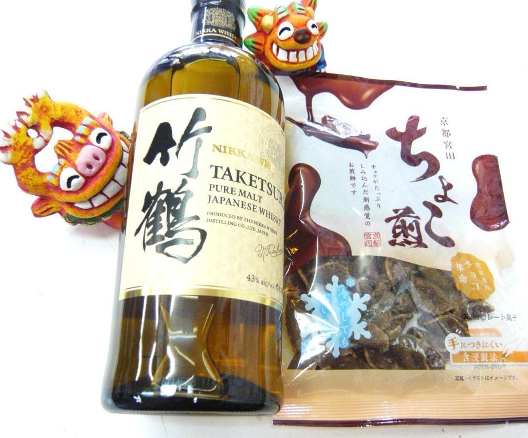 日本一王者のウイスキー　竹鶴ピュアモルト700ｍｌ１本！おまけは京都チョコ煎