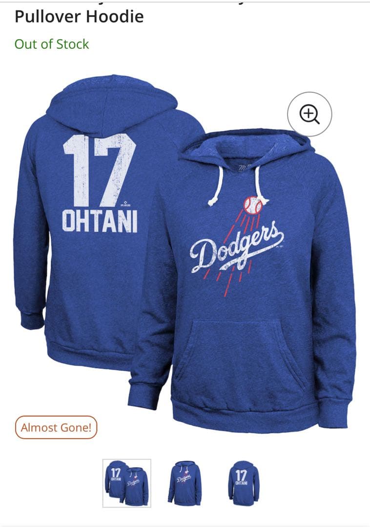 【新品】MLB公式　ドジャース大谷翔平　パーカー