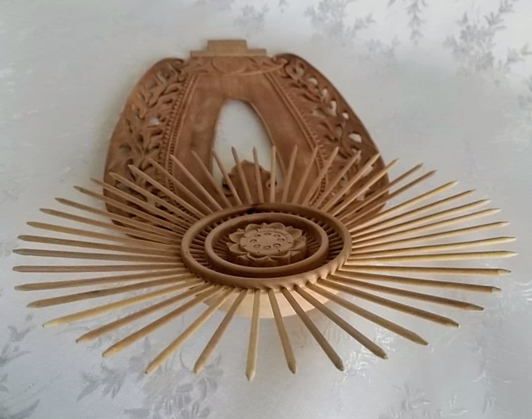 光背のみ#553 立像6.0寸用 放射光 火焔 透し彫◆白檀 木彫 仏像付属品