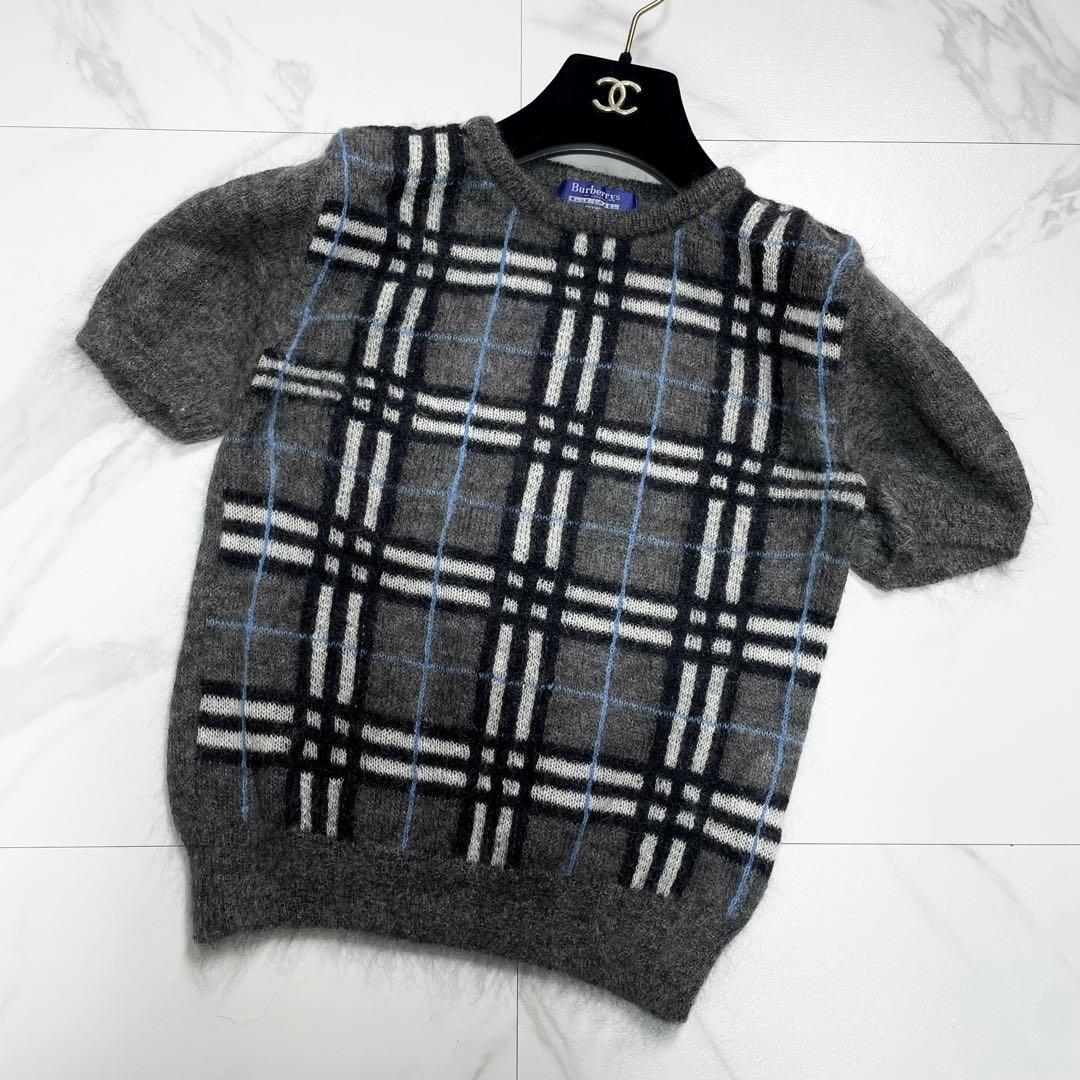 バーバリーブルーレーベル アンサンブル ニットカーディガン モヘヤ ノバチェック