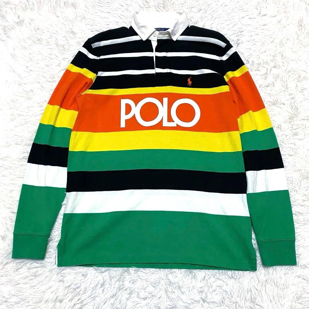 【美品】 現行 ポロラルフローレン ラグビーシャツ　マルチカラー 刺繍　ポニー