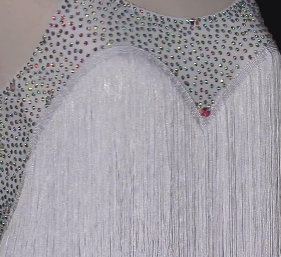 新品 社交ダンス衣装 ラテンワンピース ラテンドレス ホワイト オーダーメイド