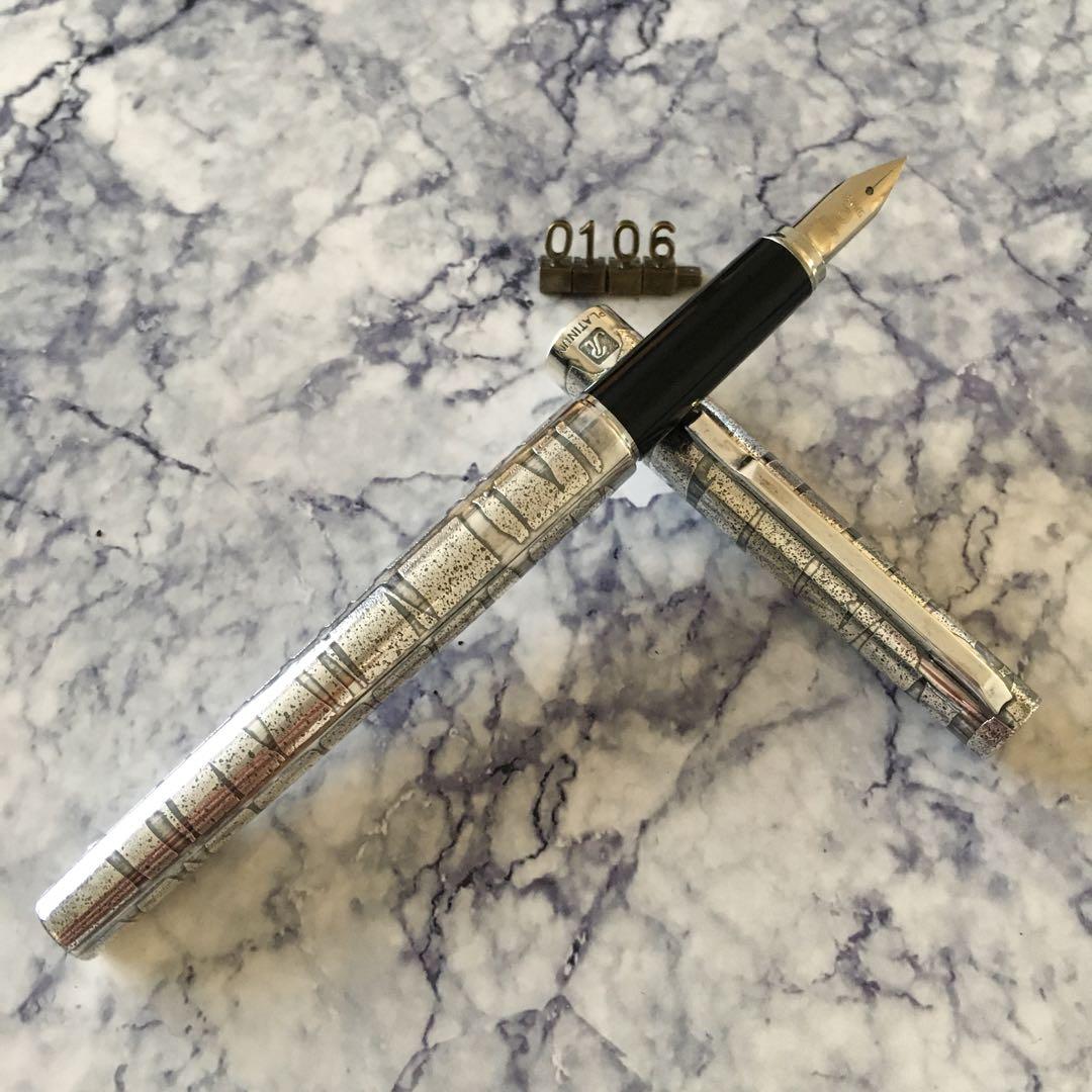 #0106 オーバーホール済み 万年筆 PLATINUMプラチナ 18k WG