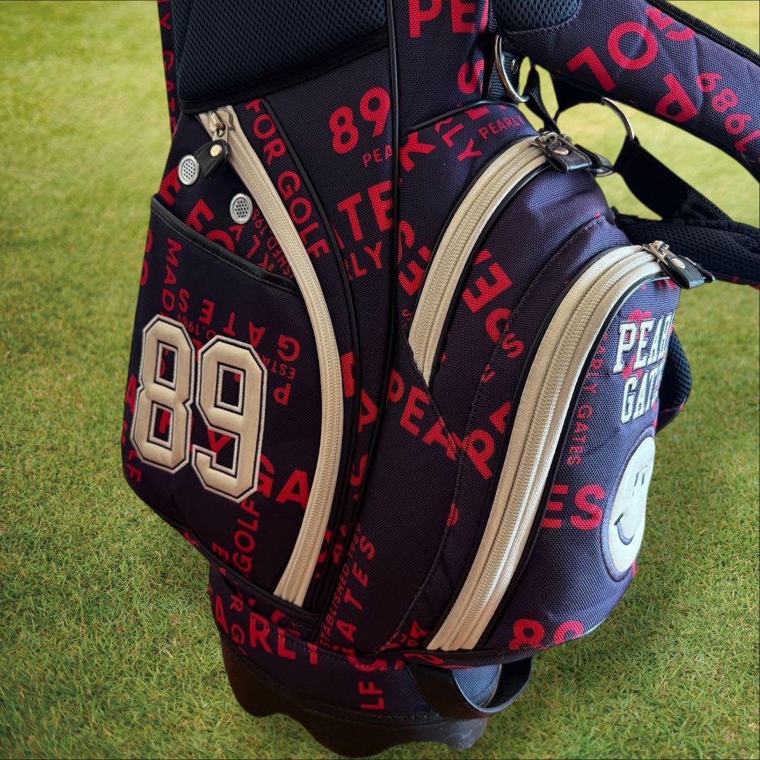 パーリーゲイツ　キャディバッグ　ショルダー式　スタンド式　軽量　ネイビー　白　紺