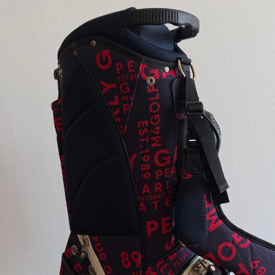 パーリーゲイツ　キャディバッグ　ショルダー式　スタンド式　軽量　ネイビー　白　紺