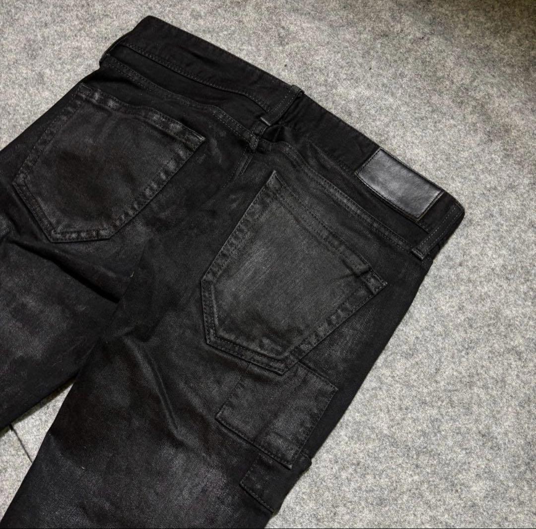 vanquish コーディング　レザー　デニム　ダメージ加工　スキニー　ブラック
