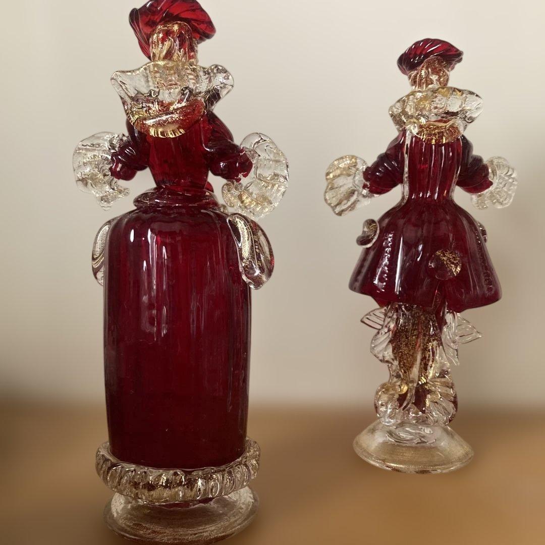 イタリア製 MADE IN MURANO赤色 男女 ヴェネツィアンガラス