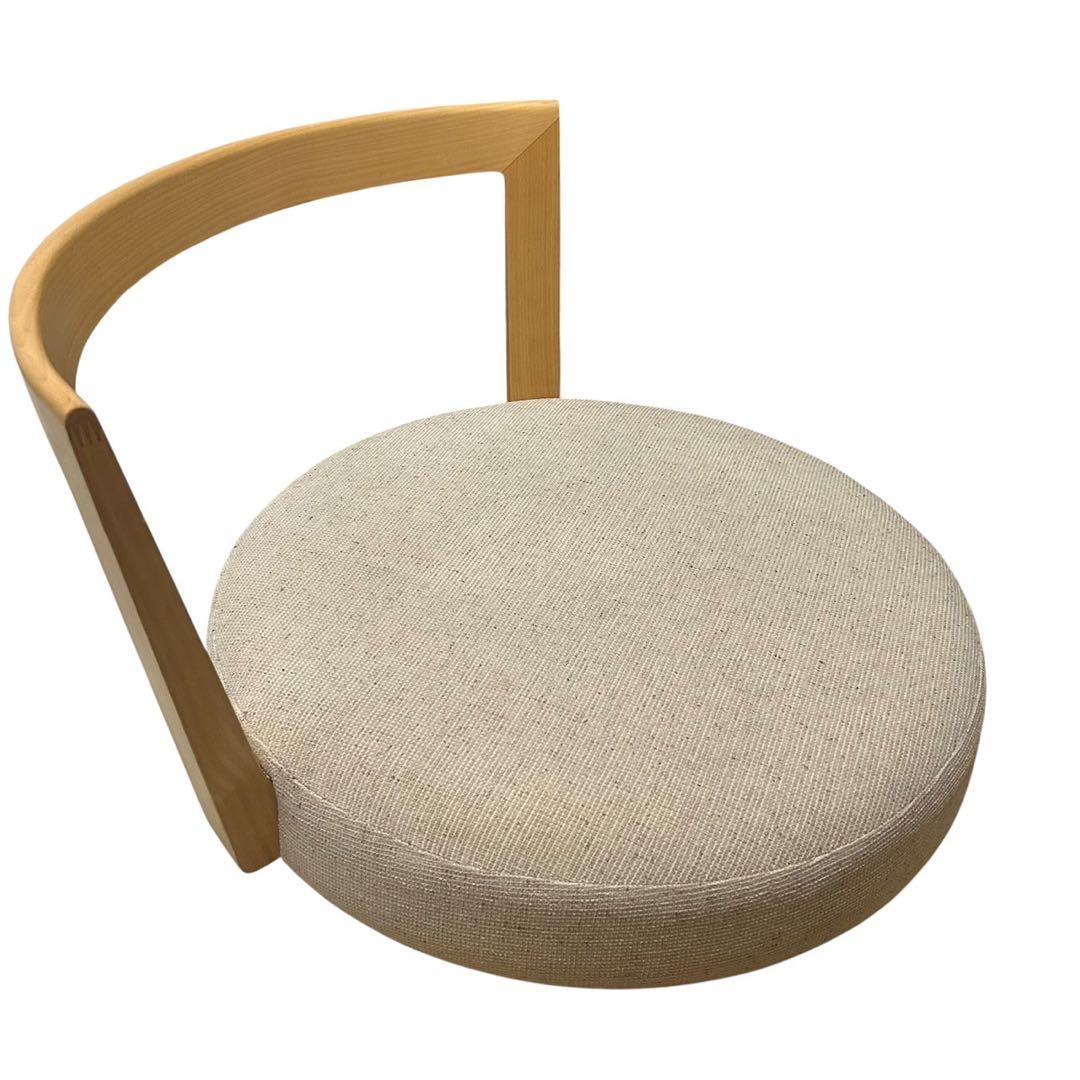 美品 飛騨産業 HIDA 日進木工 座椅子 ラウンド座面 木製フレーム 布張り