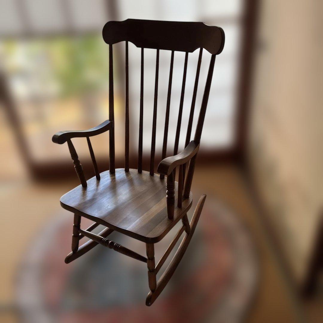 木製ロッキングチェア スラットバック アンティーク