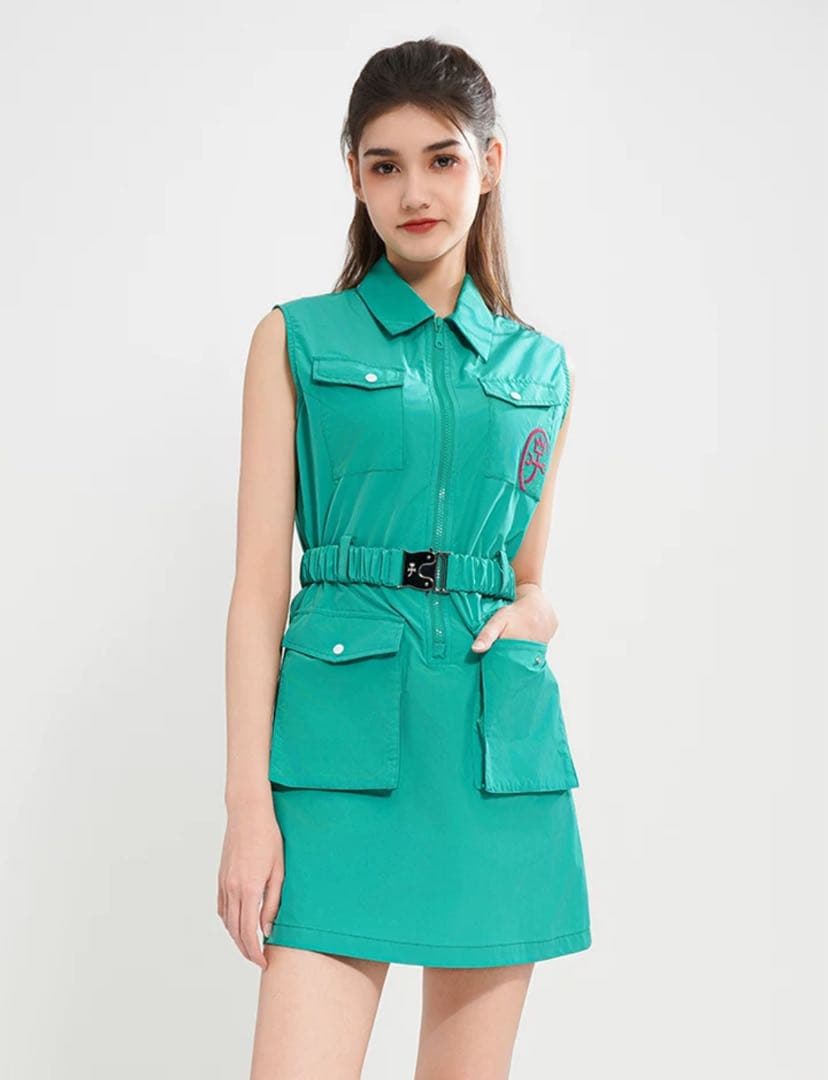 新品日本未入荷カステルバジャックゴルフウエアワンピース緑色