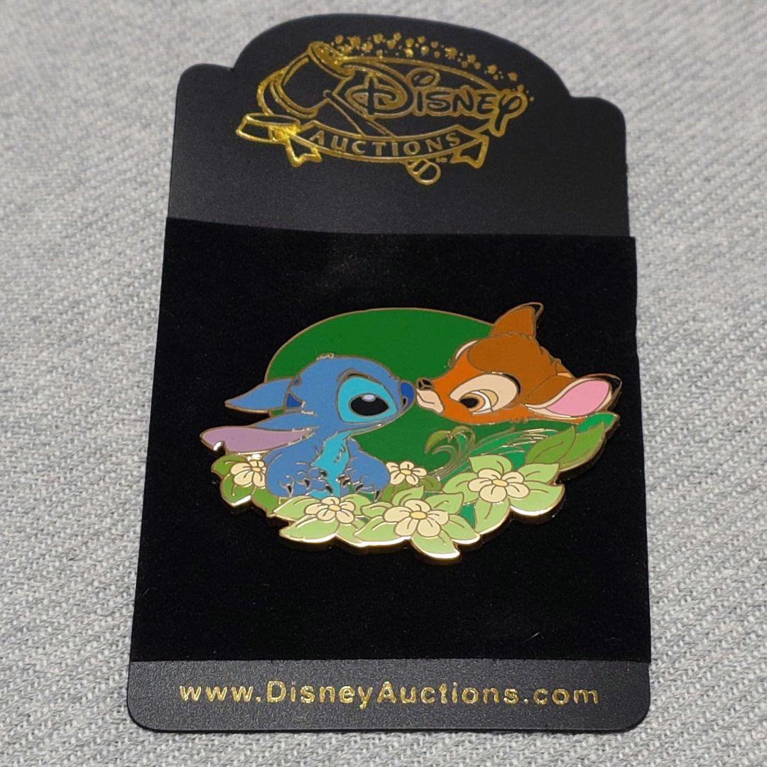 【レア】DisneyAuctions スティッチ バンビ柄 ピンバッジ