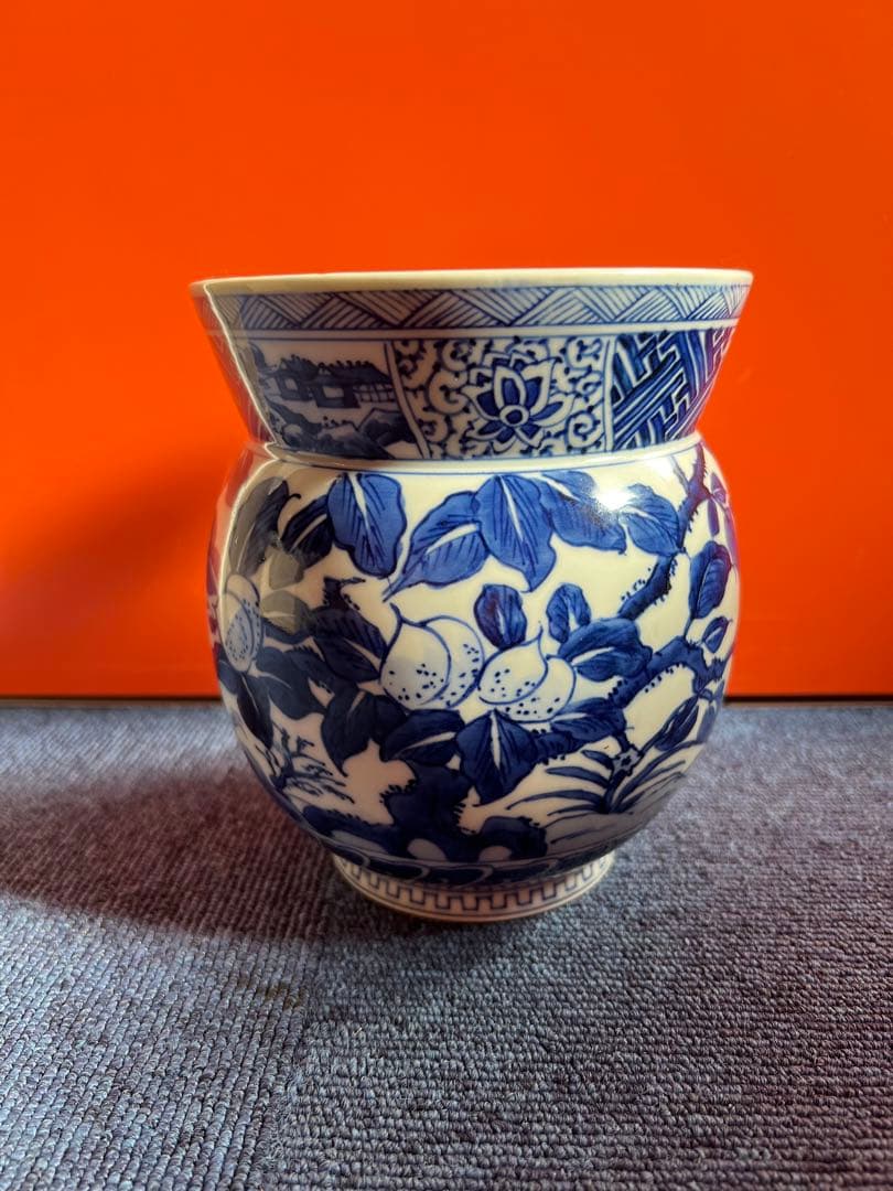 1233 平安徳永　青花染付　水指