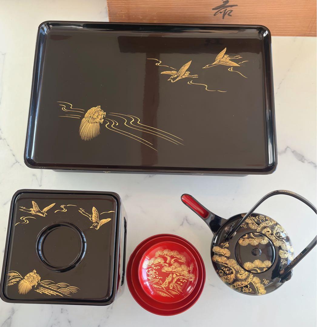 漆器セット 金箔装飾 木箱付き　輪島塗　お屠蘇セット　お正月