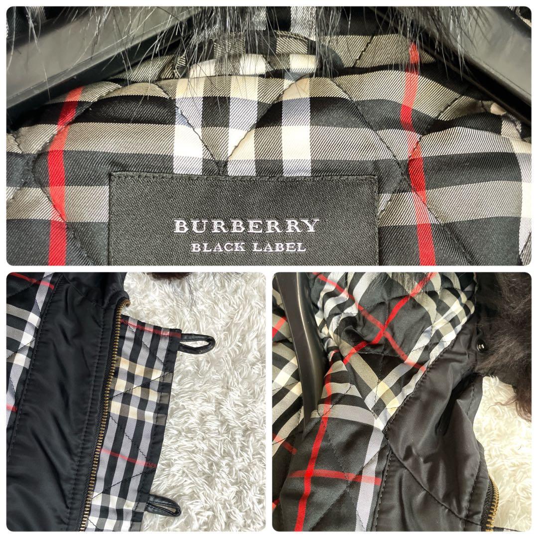 2way✨バーバリー モッズコート ロング ファー ノバチェック 中わた 黒 L