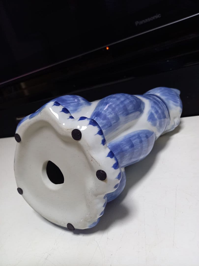 イタリア製　ビンテージ　陶器　手彩色　蝶ネクタイ　座り猫　オブジェ