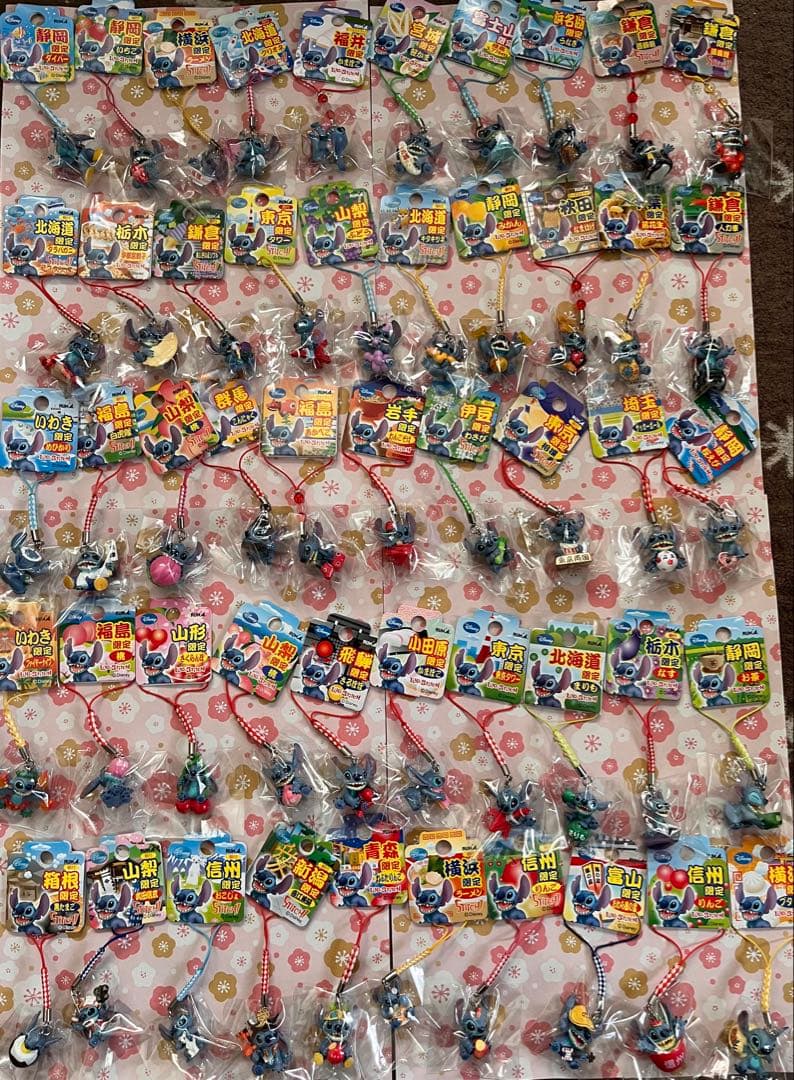 激レア◎ご当地スティッチ50個セット◎北海道限定等◎根付・ビーズストラップ