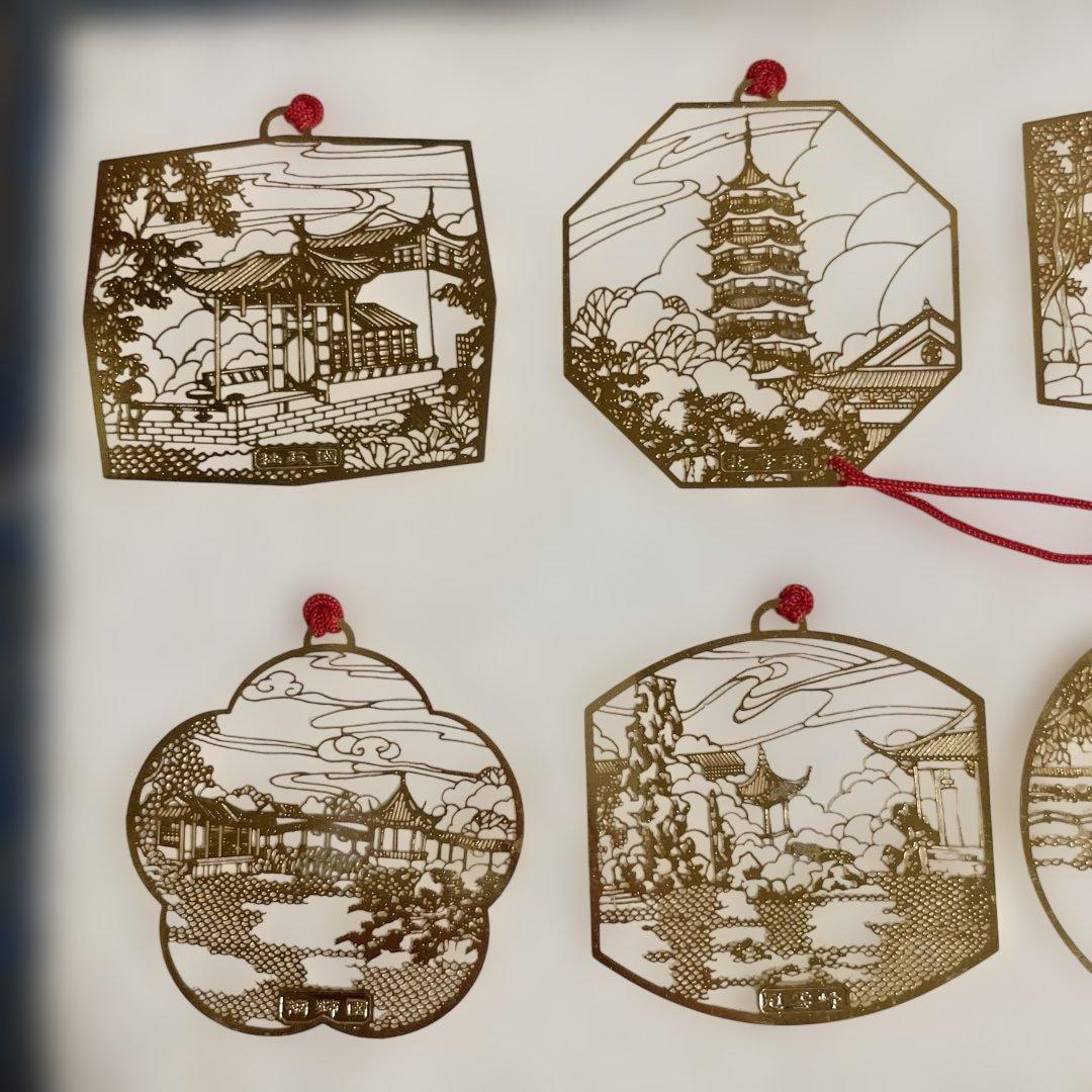 24K金メッキ　蘇州園林名勝 ブックマーク 10点セット