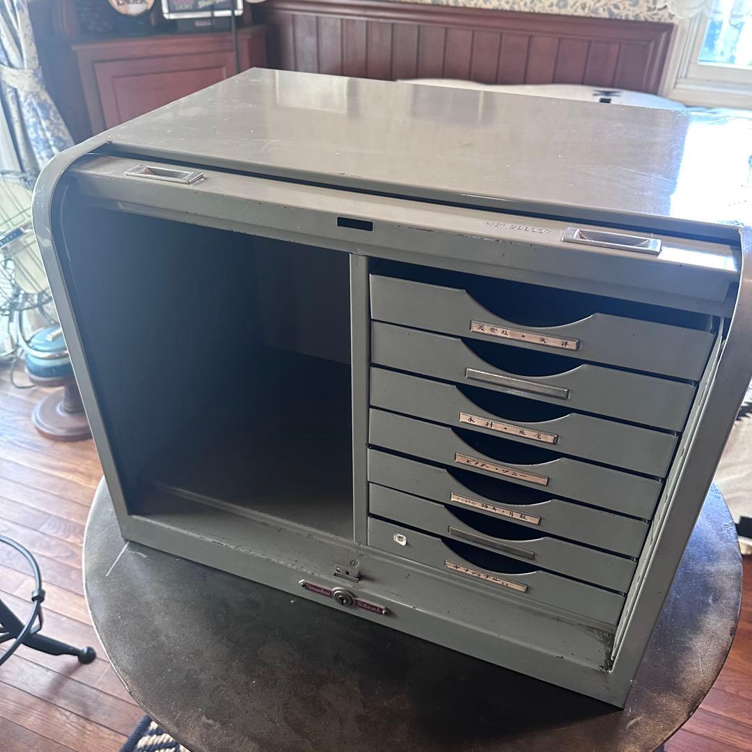 ビンテージ　スチール　シャッターケース　シャッタートレー　トレーキャビネット