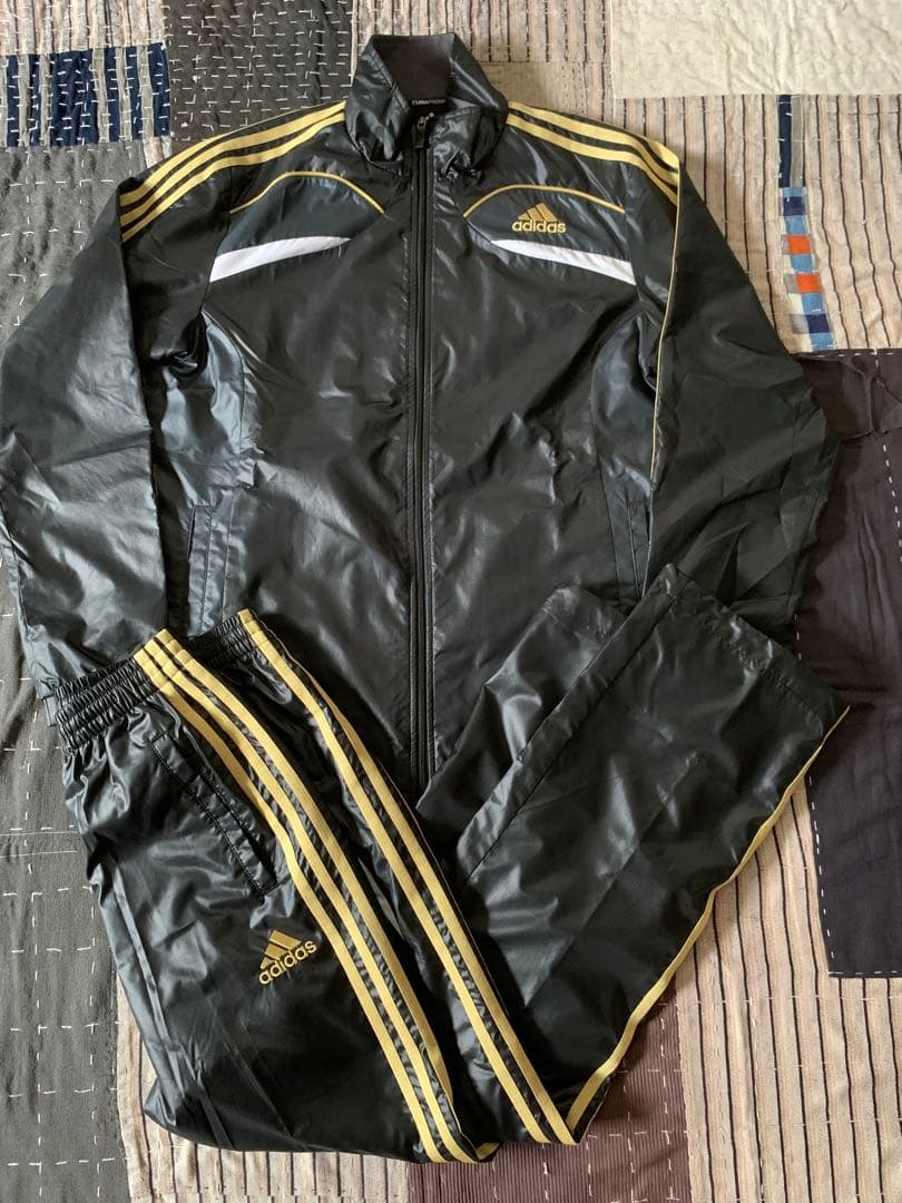 2010年製 adidas CLIMAPROOF セットアップ ジャージ 黒金