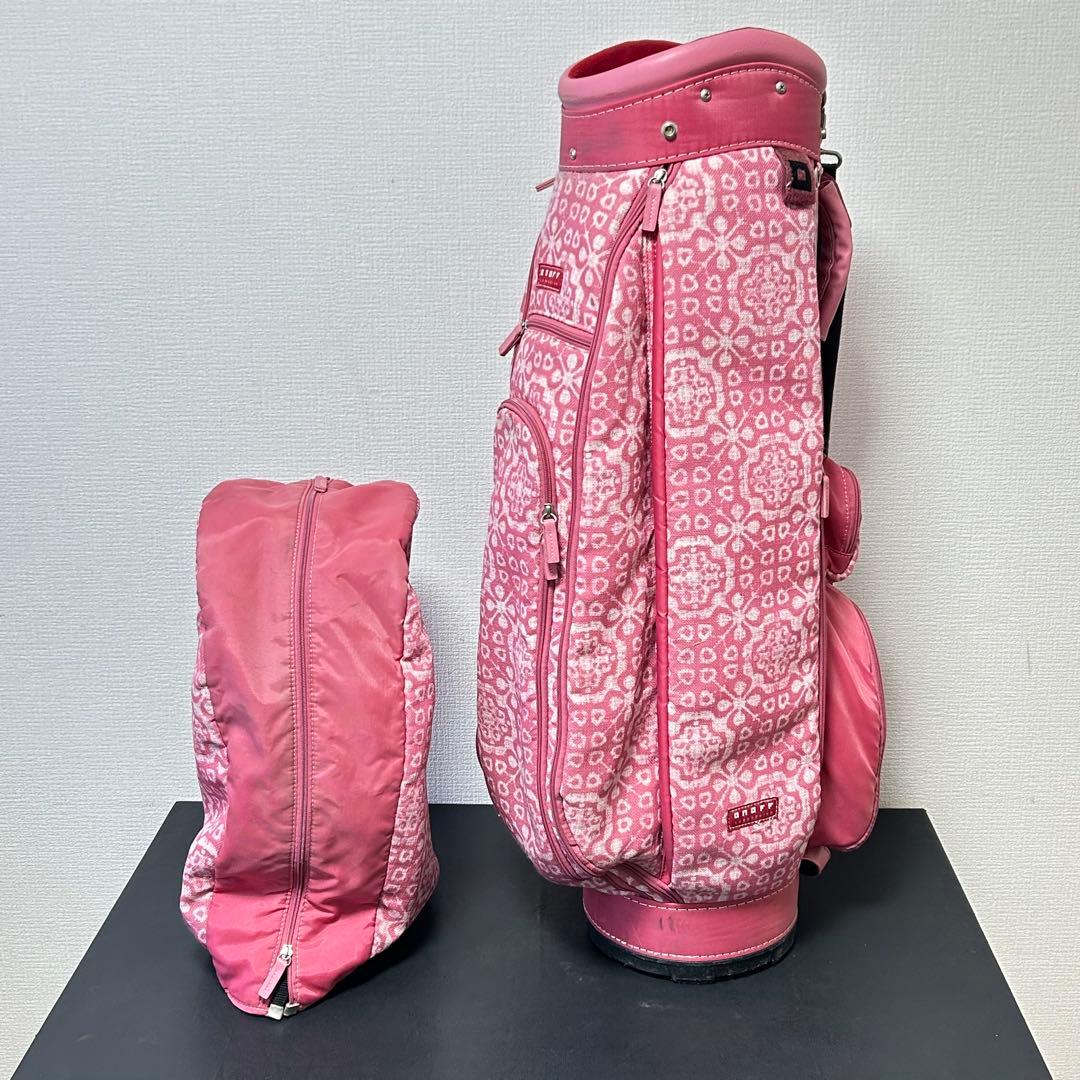 【希少デザイン】ONOFF オノフ キャディバッグ 5分割 総柄 ピンク 9型