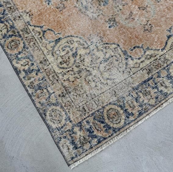 トルコヴィンテージラグ A43 オレンジ キャメル ネイビー ブルー グリーン