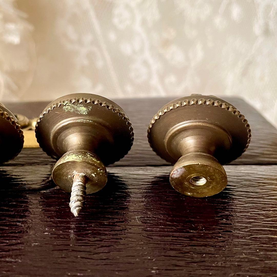 家具用真鍮装飾金具5個セット　19世紀　引き出し用取っ手　フランスアンティーク