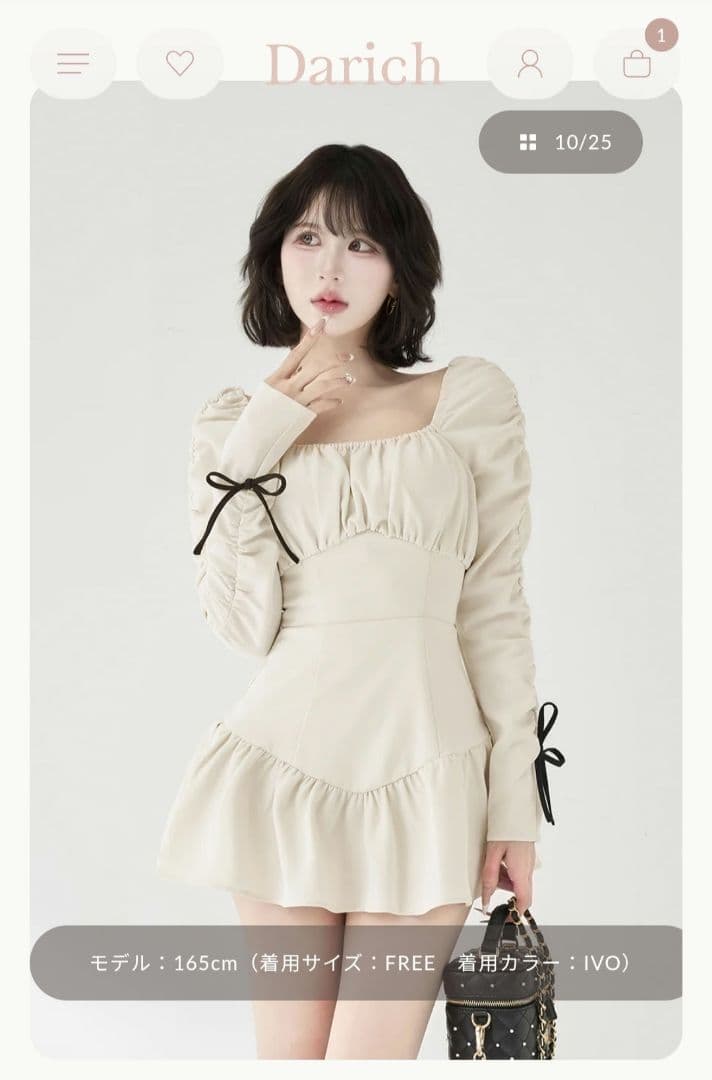 新品未使用タグ ★ 新作★ダーリッチ スクエアネックギャザーミニワンピース FL