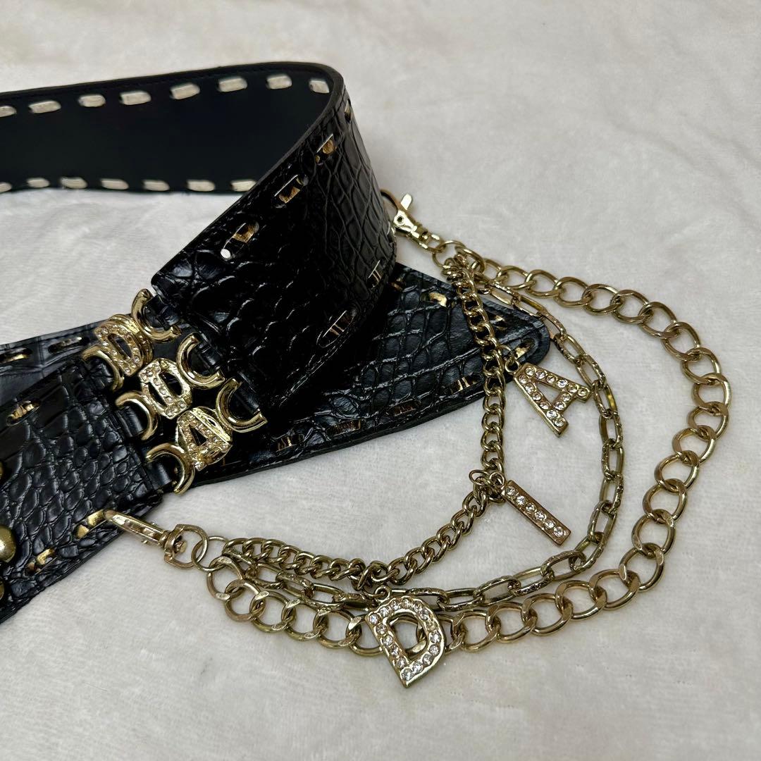 【d.i.a.】ダイヤ スカルバックルロゴベルト クロコ型押し