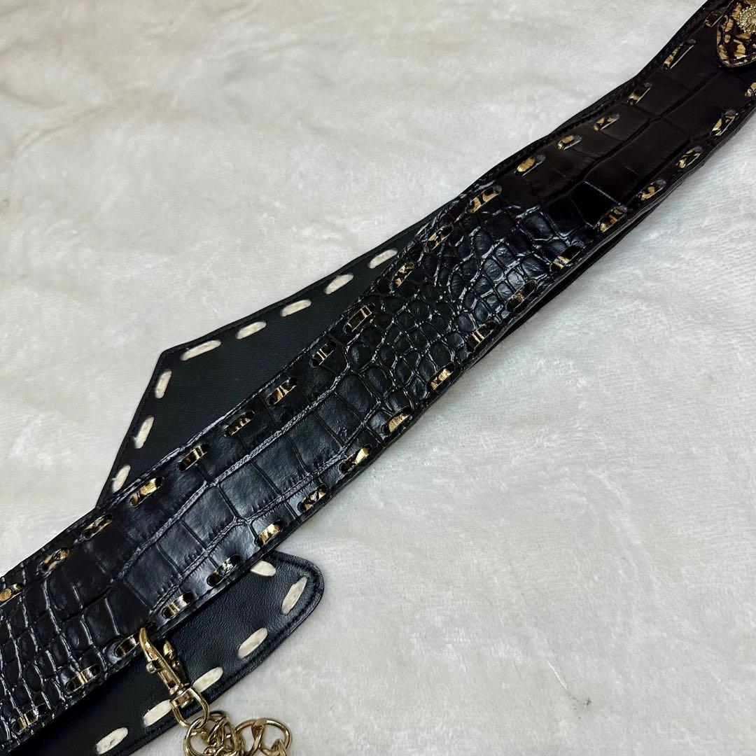【d.i.a.】ダイヤ スカルバックルロゴベルト クロコ型押し