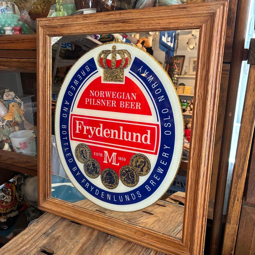 Frydenlundアメリカアンティーク　鏡パブミラー北欧ノルウェー酒USA看板