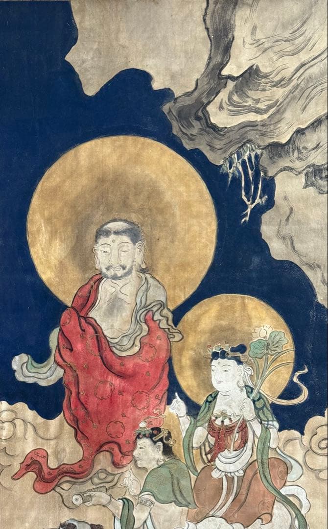 仏画　達磨　絹本肉筆　仏教美術　掛軸　送料込み250618