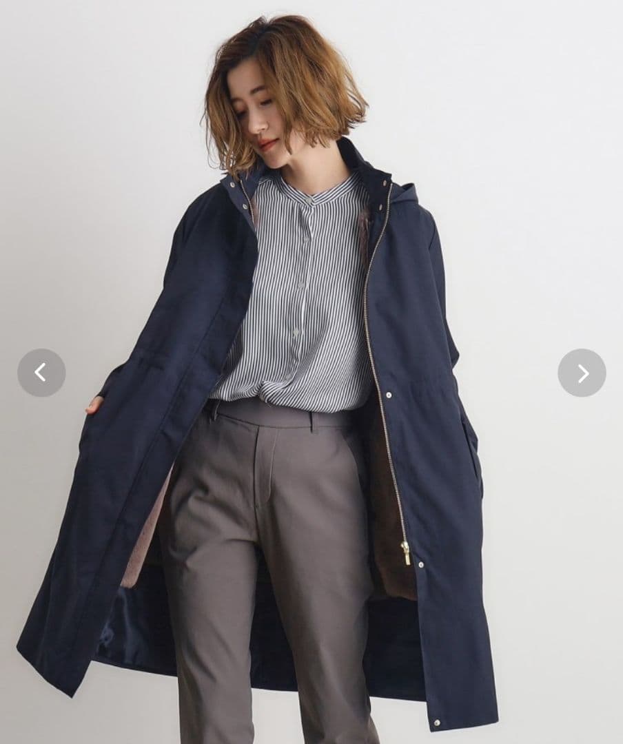 ネイビー　撥水　4way　フェイクファーライナー　ロング　マンパ