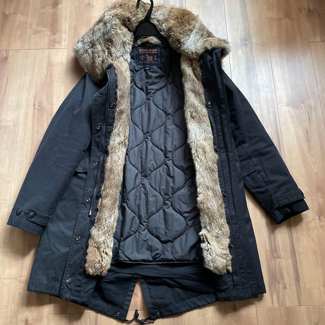 ウールリッチ　ラビットファー　モッズコート　黒