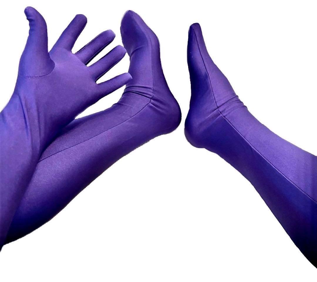 即購入OK。Lサイズパープル男性用凸仕様ゼンタイフルフェイスマスク全身タイツ