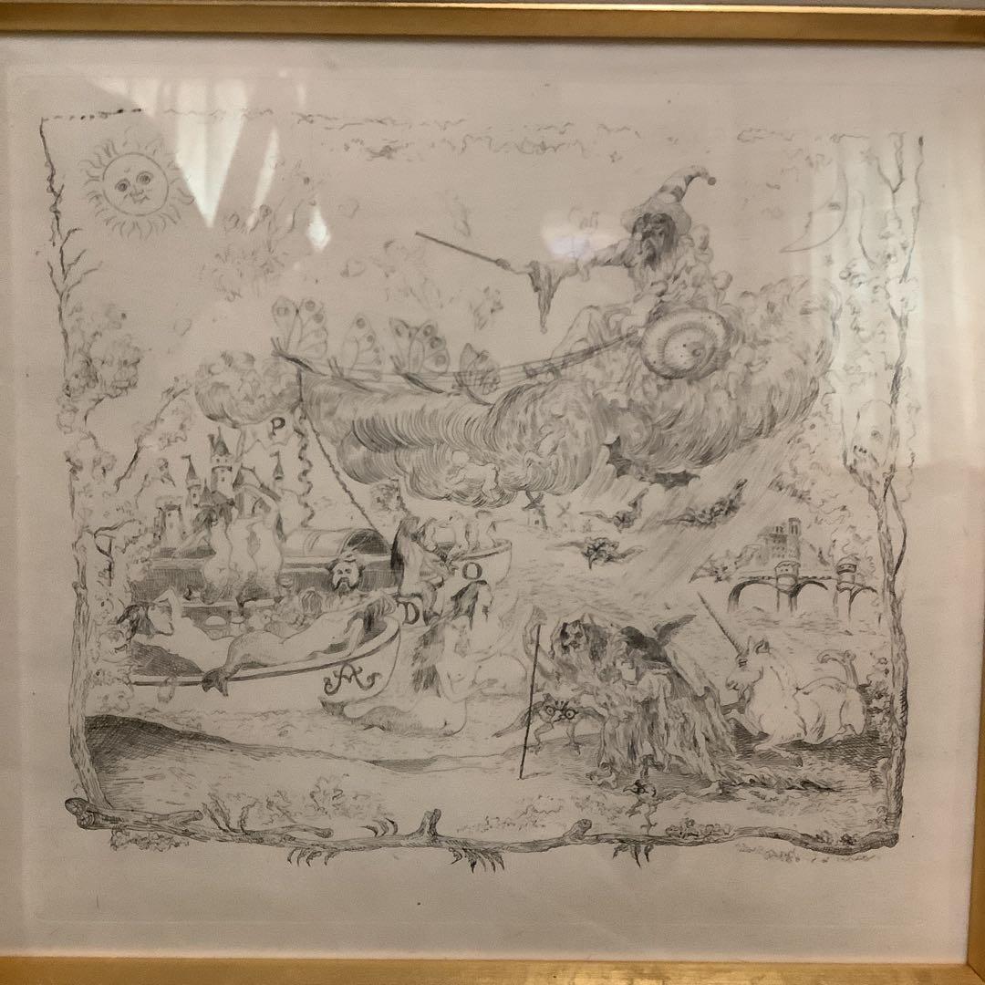 藤田嗣治「魅せられし河  （河の精）」銅版画