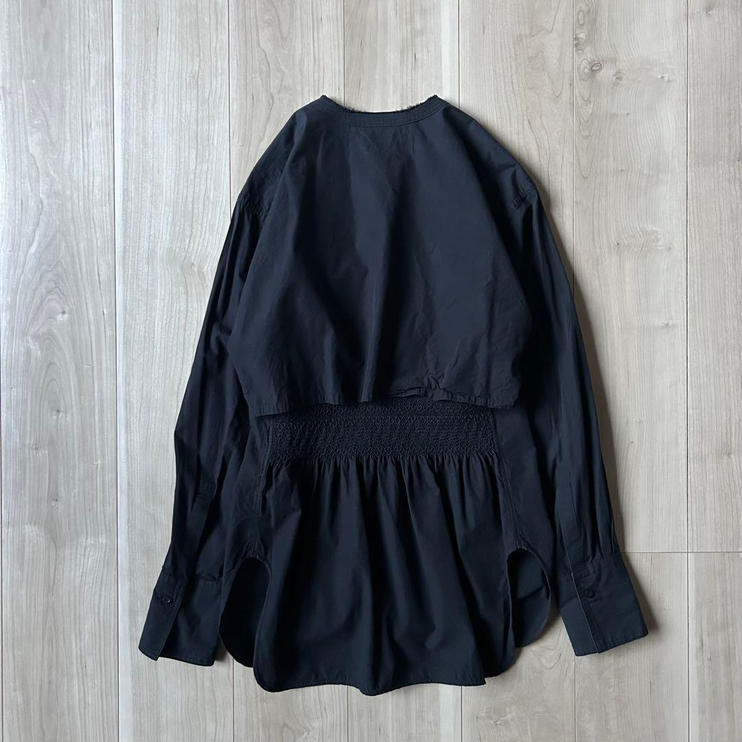 20ss＊Y’s PINK バックフラップ ブラック バンドカラーシャツ 2 黒