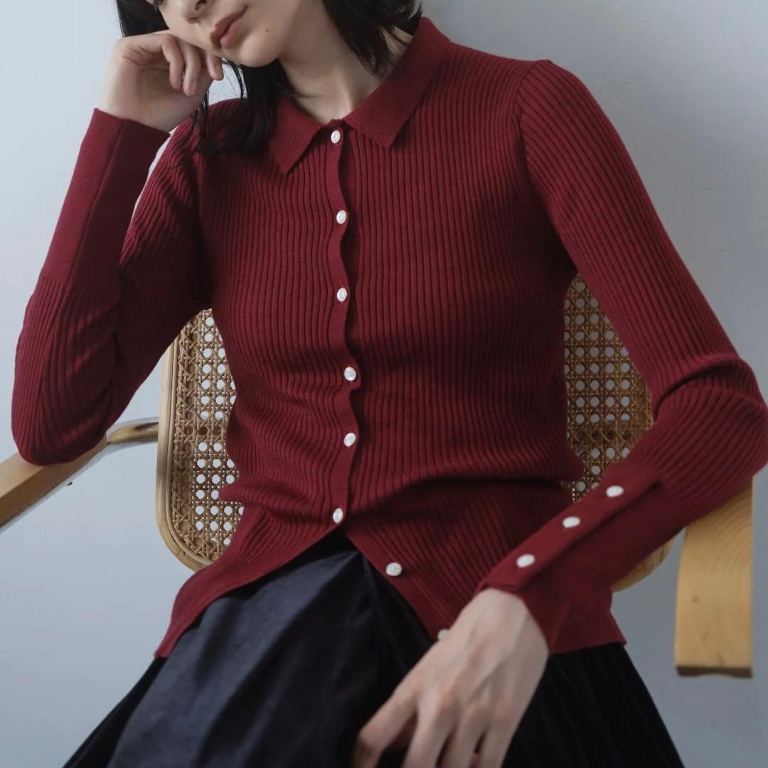 新品 foufou ニットポロカーディガン