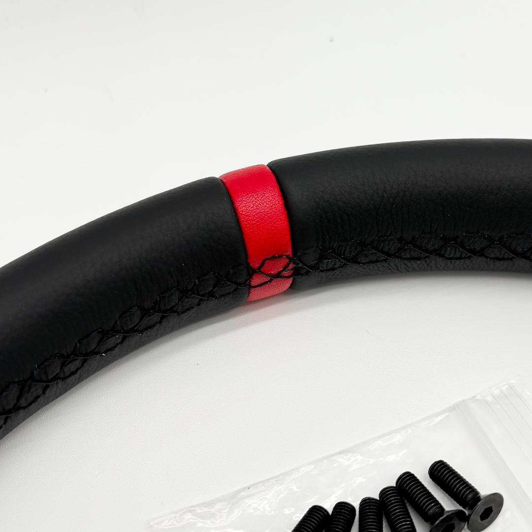 ポルシェ911/991 GT3 CUPステアリング 黒ステッチ/赤 ボルト