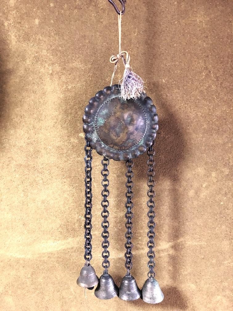 【 花角紋彫金連馬鈴 】　江戸時代　馬具装飾品　完