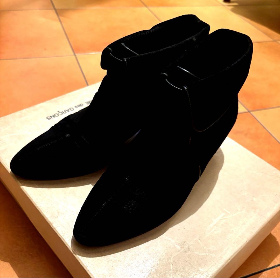 コムデギャルソンビンテージ、スウェードショートブーツ、黒、希少