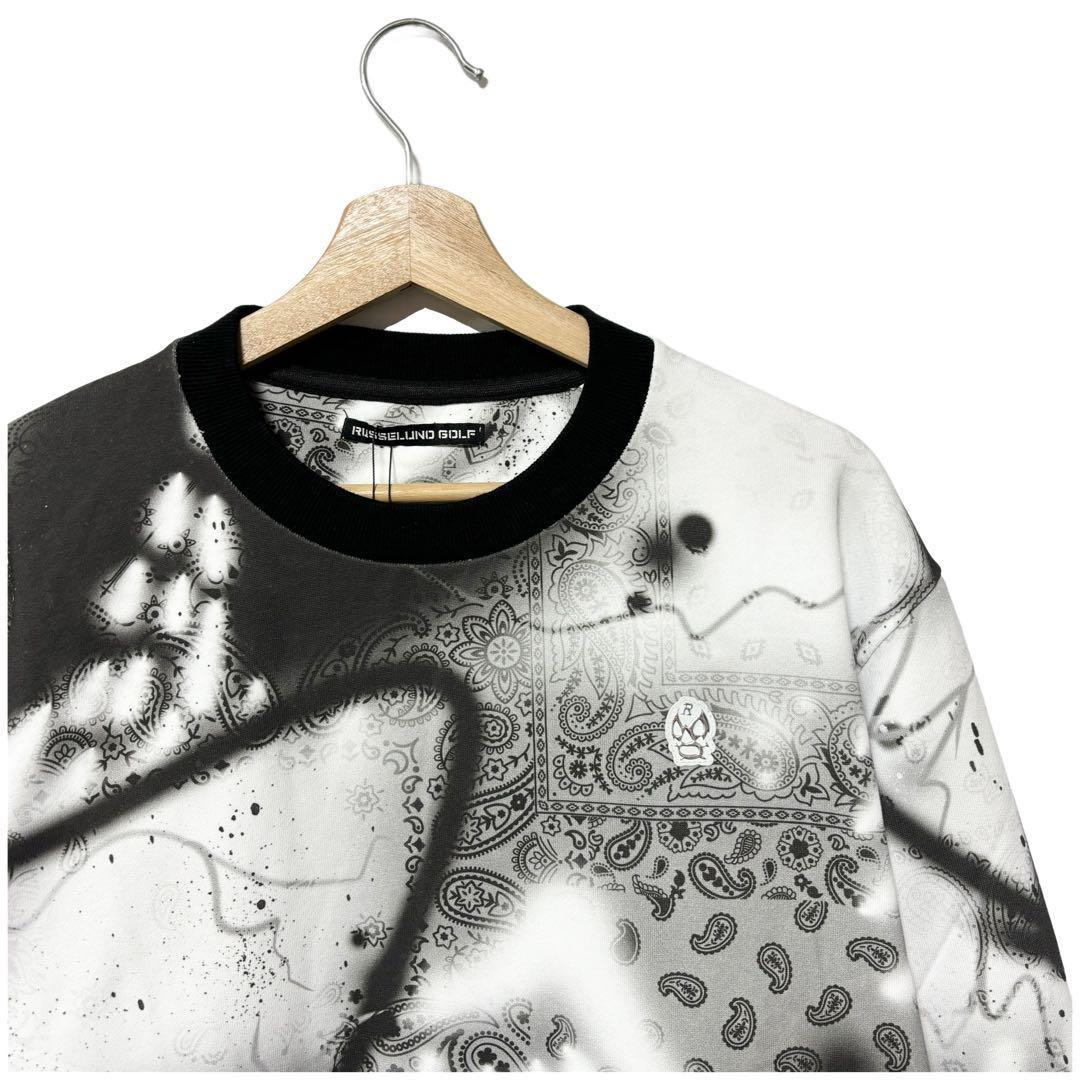 ラッセルノ ゴルフ クルーネック P.O スプレー ペイズリー ホワイト 2XL